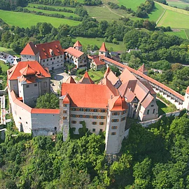 Luftaufnahme von Schloss Harburg